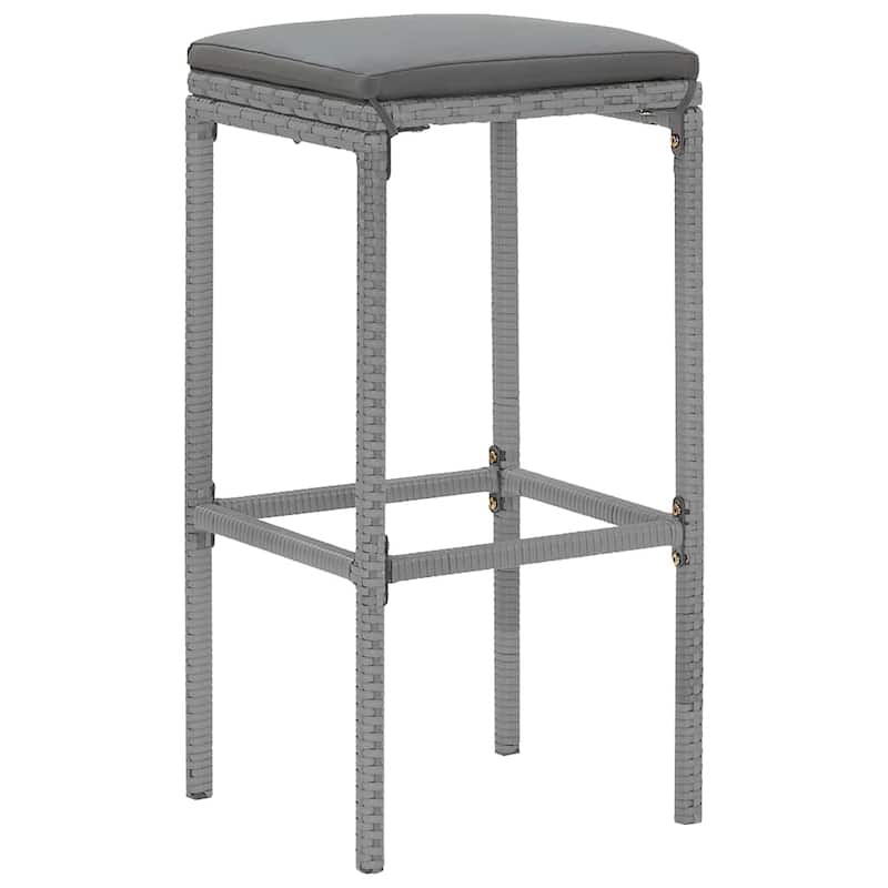 vidaXL 5 Piece Patio Bar Set with Cushions Black Poly Rattan - 15" x 15" x 29.9"