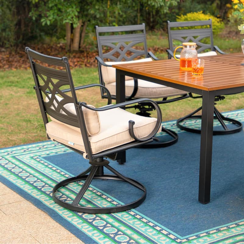 MAISON ARTS 7/5-piece Patio Dining Set, 6 Metal Patio Dining Chairs and 1 Metal Dining Table