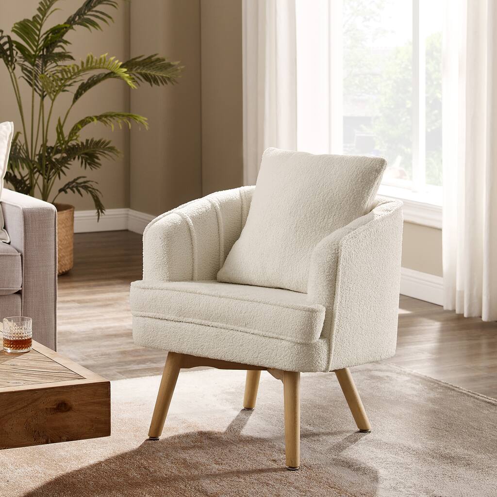 Art Leon Comfortable Sherpa Upholstery Barrel Accent Chair