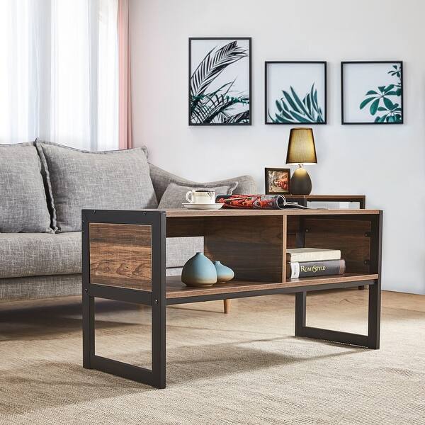 Shop Vecelo Storage Coffee Table Sofa Table Metal Wood Finish