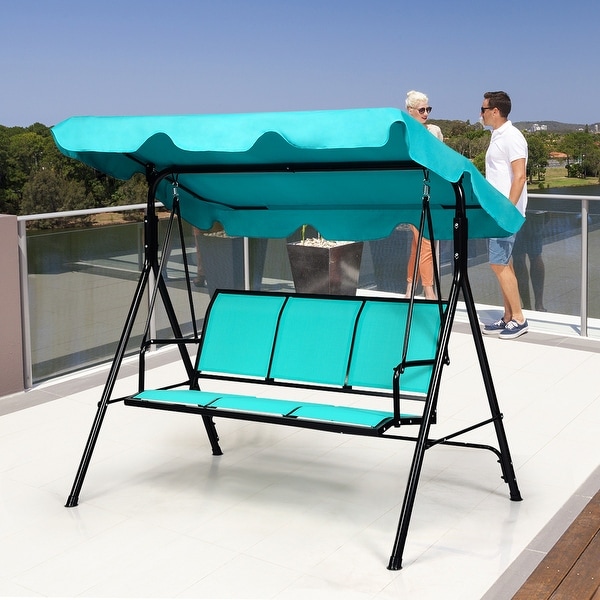 costway outdoor patio swing canopy 3 person canopy swing chair patio hammock