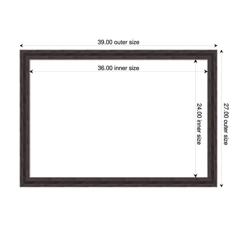 Amanti Art Rustic Pine Black Narrow Framed Dry Erase Magnetic Board - 39 x 27 in - Rustic Pine Brown Narrow
