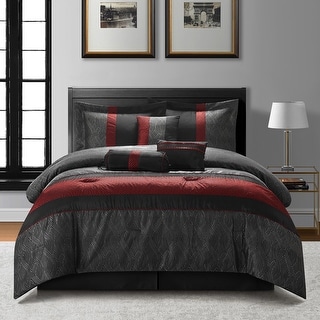 Nanshing Ester Red and Black 7-Piece Comforter Set