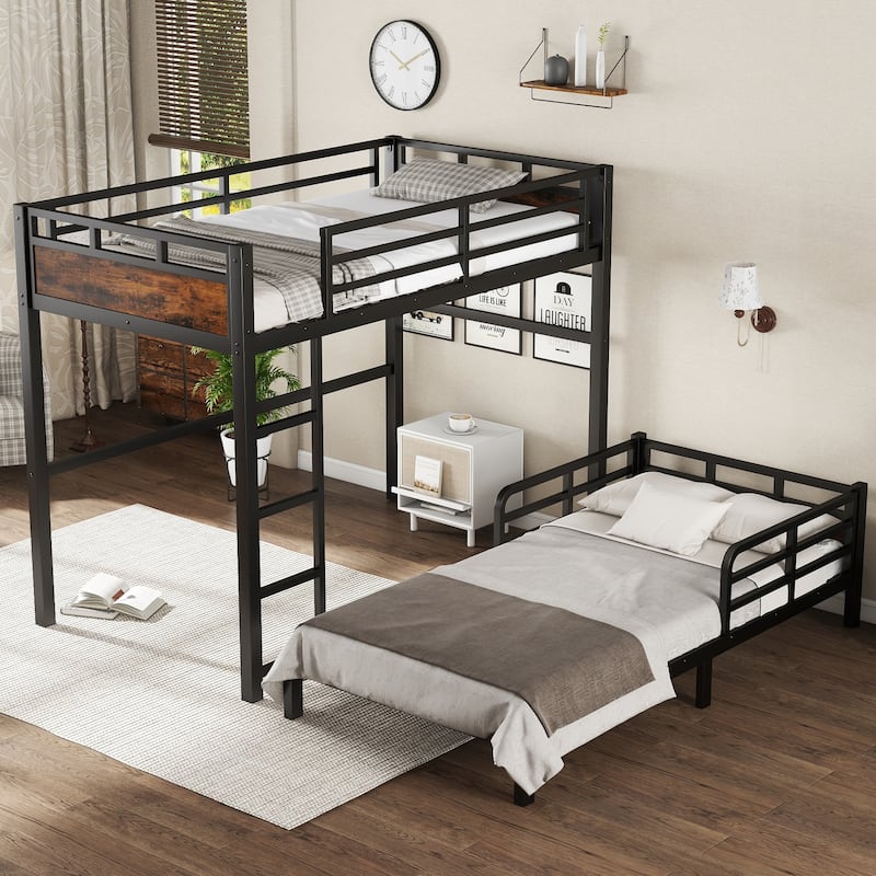 Metal Separable Bunk Beds,Black+Vintage