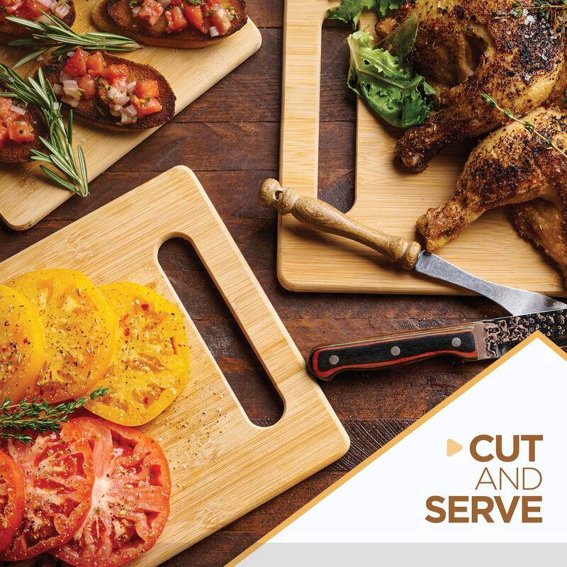 Bamboo Cutting Board Set - Wooden cutting board, Assorted Sizes of Bamboo Wood Cutting Boards & Chopping Board for Kitchen
