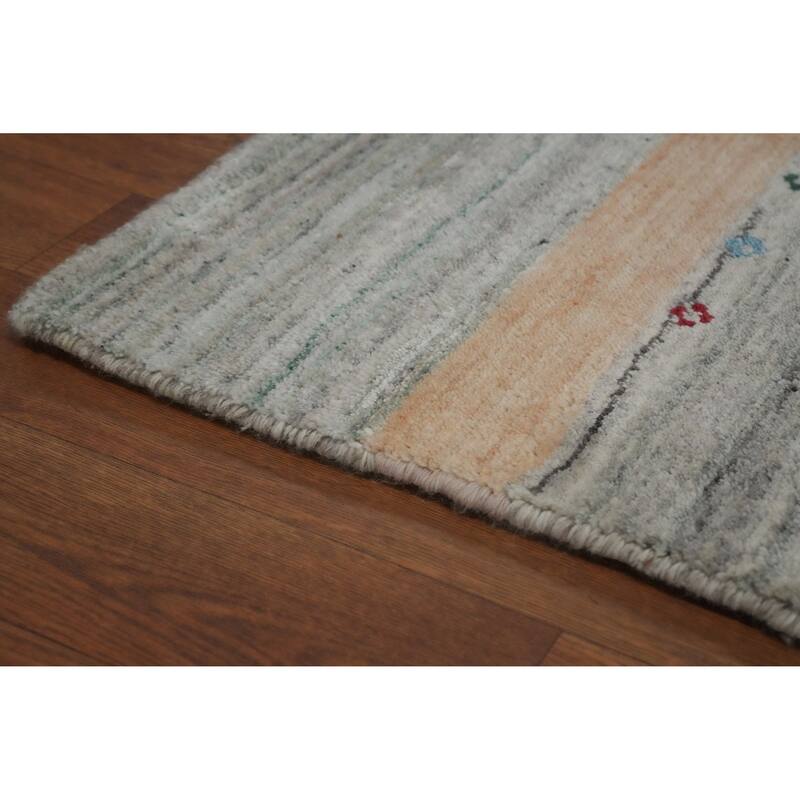 Hand Knotted Oriental 100% Wool Carpet Tribal Animal Pictorial Greys & Charcoal Gabbeh Area Rug - 12' 5'' X 9' 4''