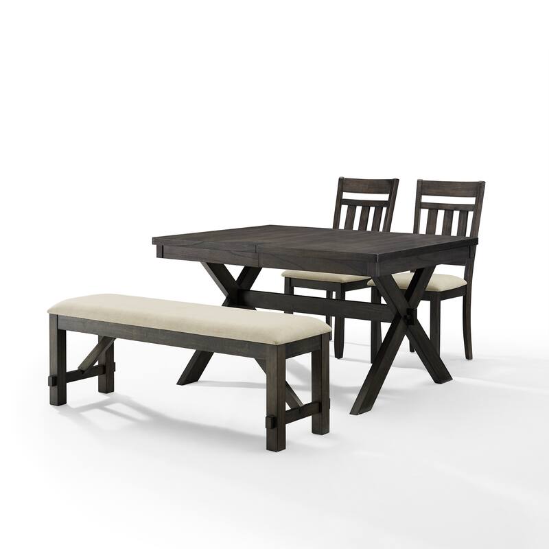 Crosley Hayden 4Pc Dining Set Slate Table, 2 Chairs, Bench