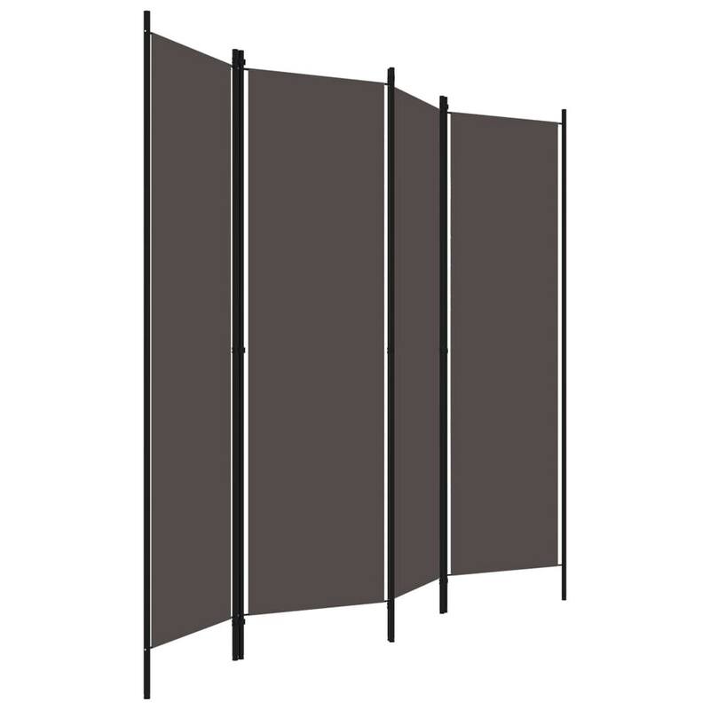 Freestanding Room Divider with 4 Panels, Dark Gray Fabric, 71x79 Iron