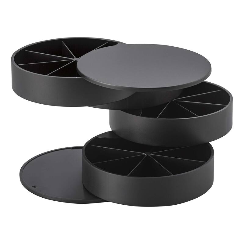 Yamazaki Home Stacked Jewelry Organizer - Two Styles, ABS Plastic, Sectioned - L 3.9 x W 3.9 x H 3.9 inches - Black