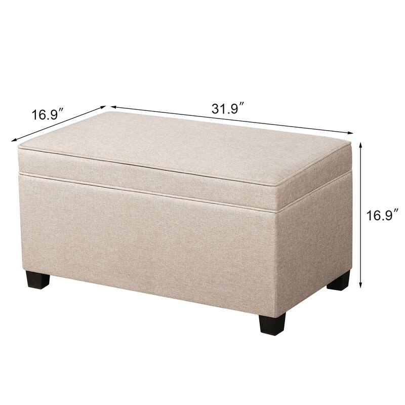 Adeco Linen Storage Ottoman Bench for Entryway or Bedroom