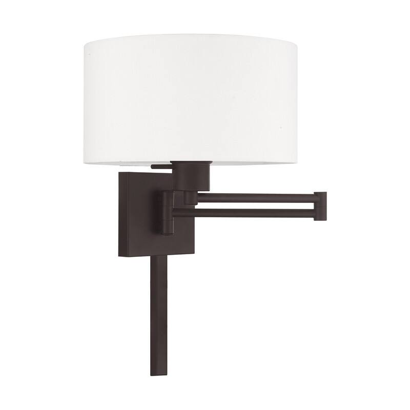 Livex Lighting 1-Light Off-White Drum Shade Swing Arm Wall Lamp, 40036