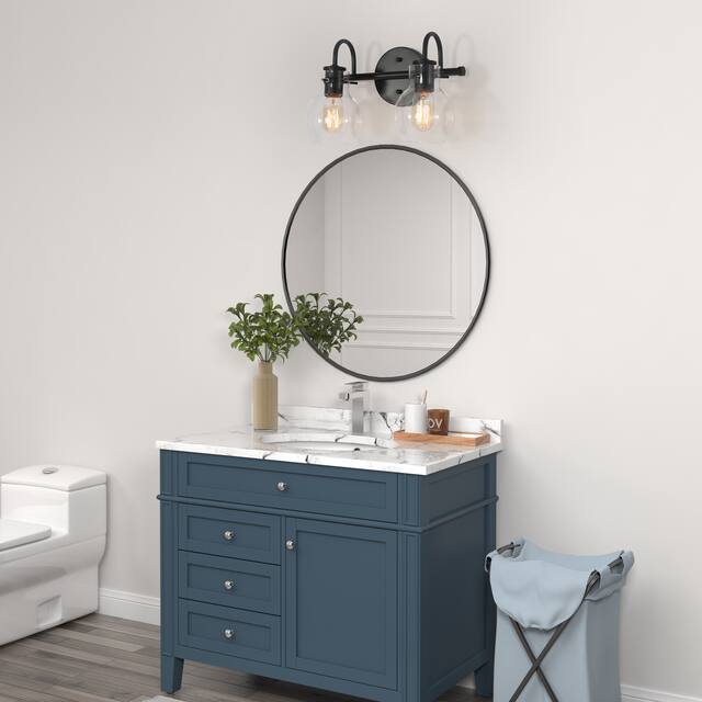 Olia Modern 3-Light Black Bathroom Vanity Lights Globe Glass Wall Sconces