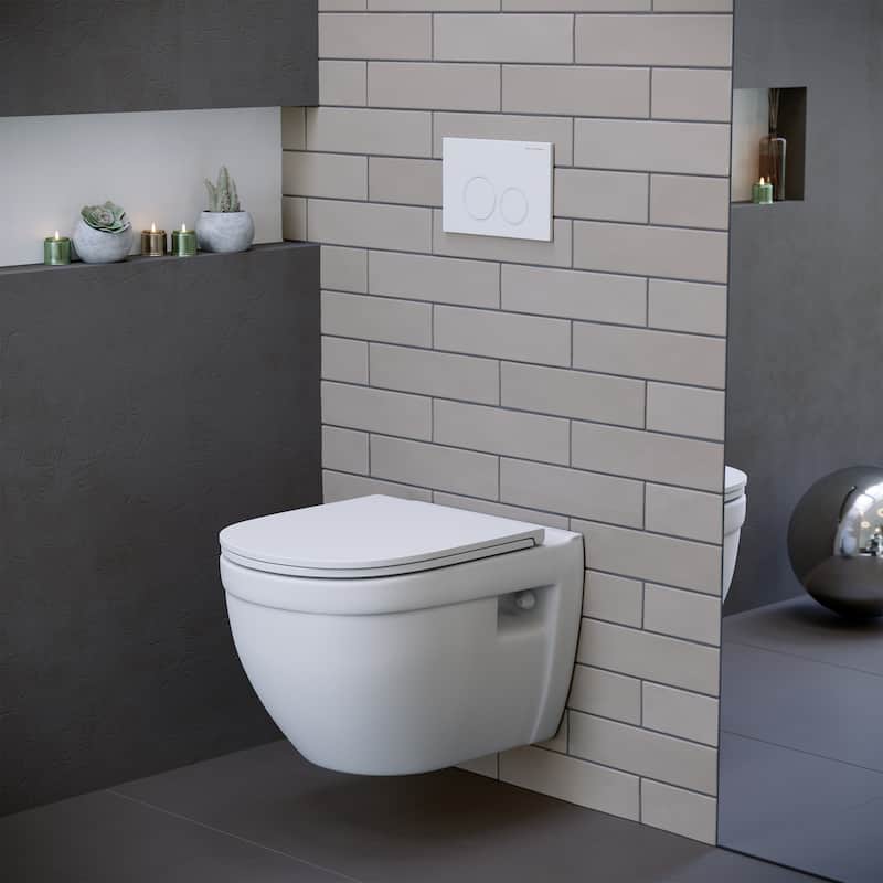 Dieppe Wall-Hung Elongated Toilet Bowl In Matte White - 20.65" x 14.75" 13.6"