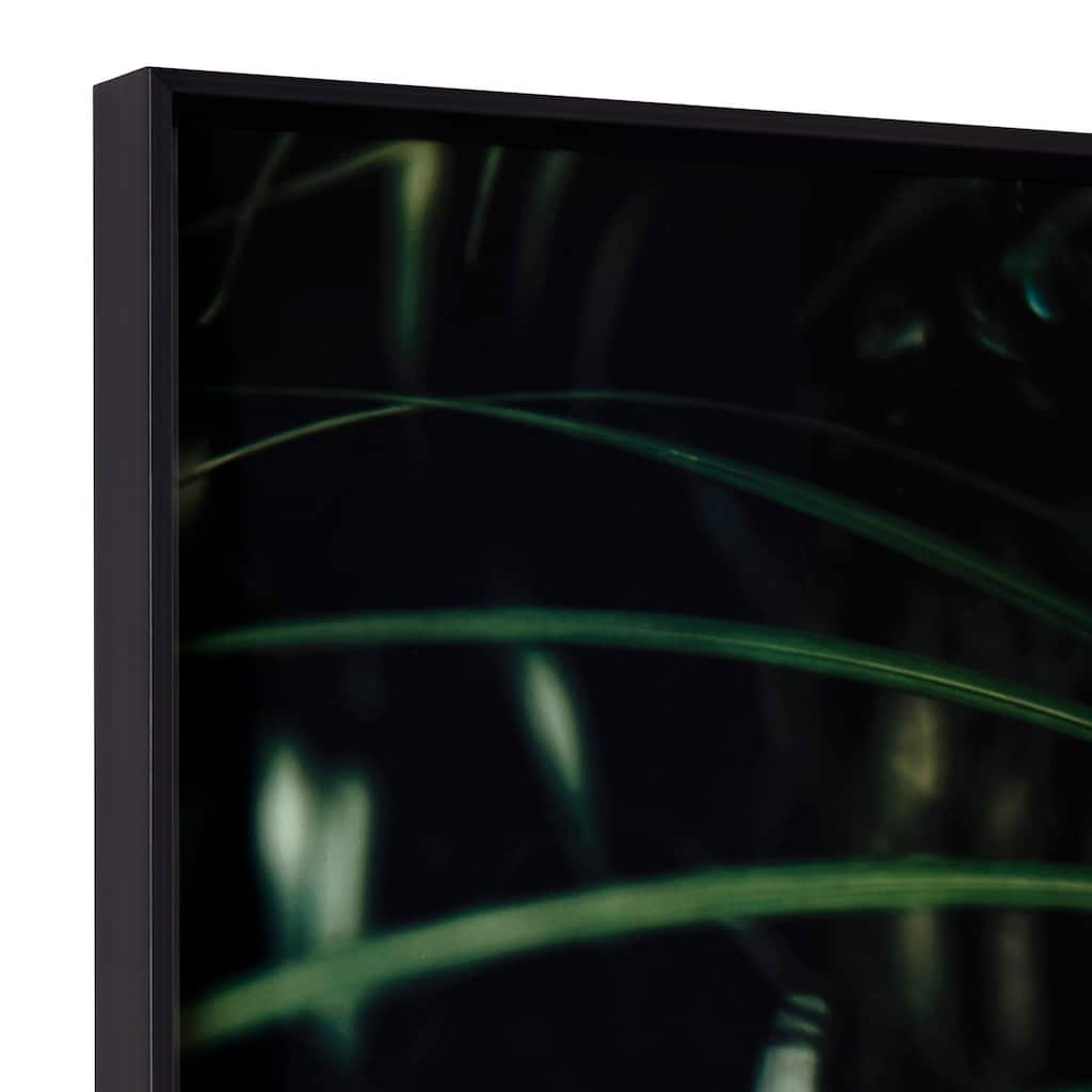 Safari Leaves Glass Wall Art with Black Frame - Green