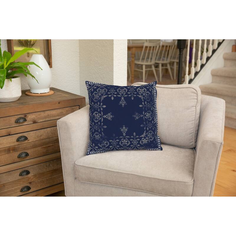 WOOD BLOCK NAVY CENTER Accent Pillow by Kavka Designs Bed Bath