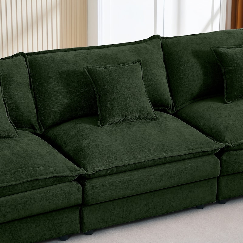 Modular Sectional Sofa, 102 Inch L Shaped Couch Set For Living Room, 3-Seater Comfy Cloud Couches With Movable Ottoman