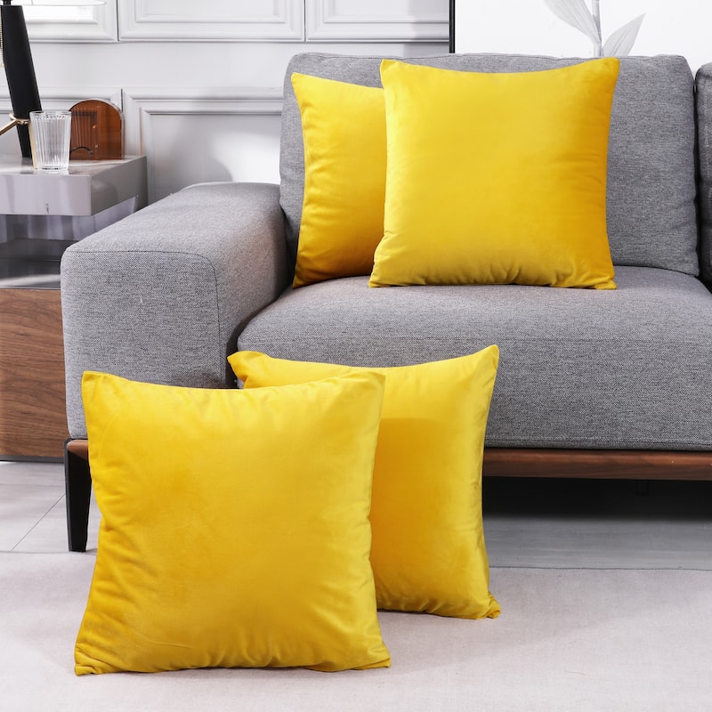 Deconovo Velvet Throw Pillow Covers 4 PCS (Cover Only) - 26x26 Inch - Yellow