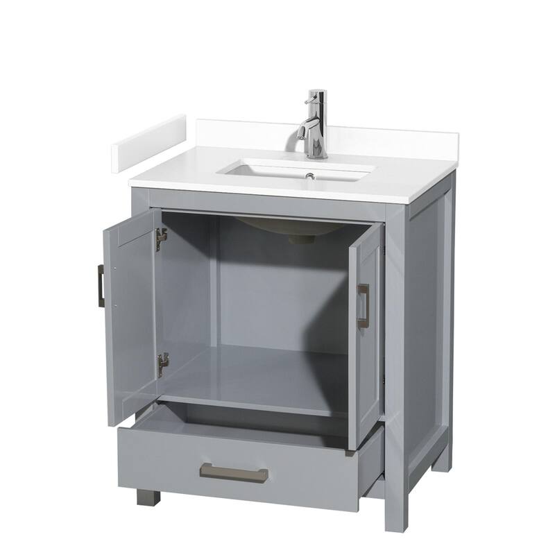 Wyndham Collection Sheffield 30" Single Bathroom Vanity, Carrara