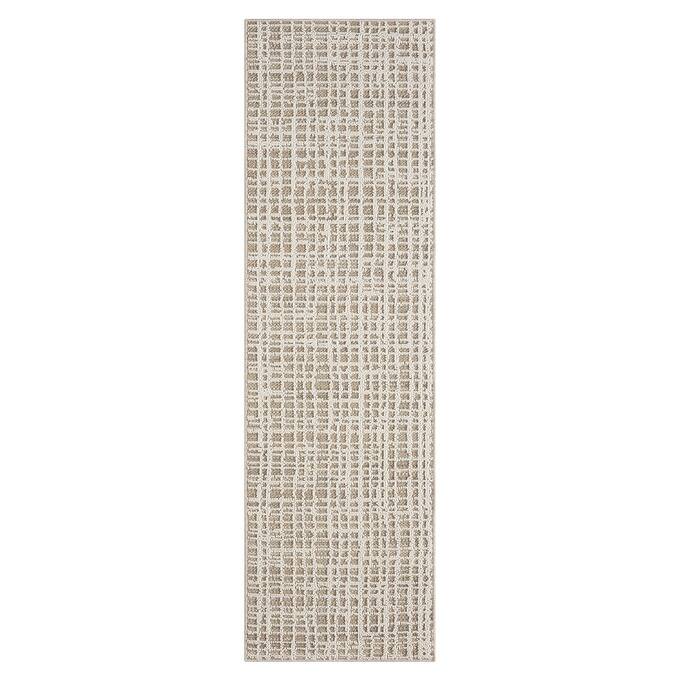 Terra by Obeetee Resort Grid Rug - Natural/Criss Cross - 2'2" x 7'6"