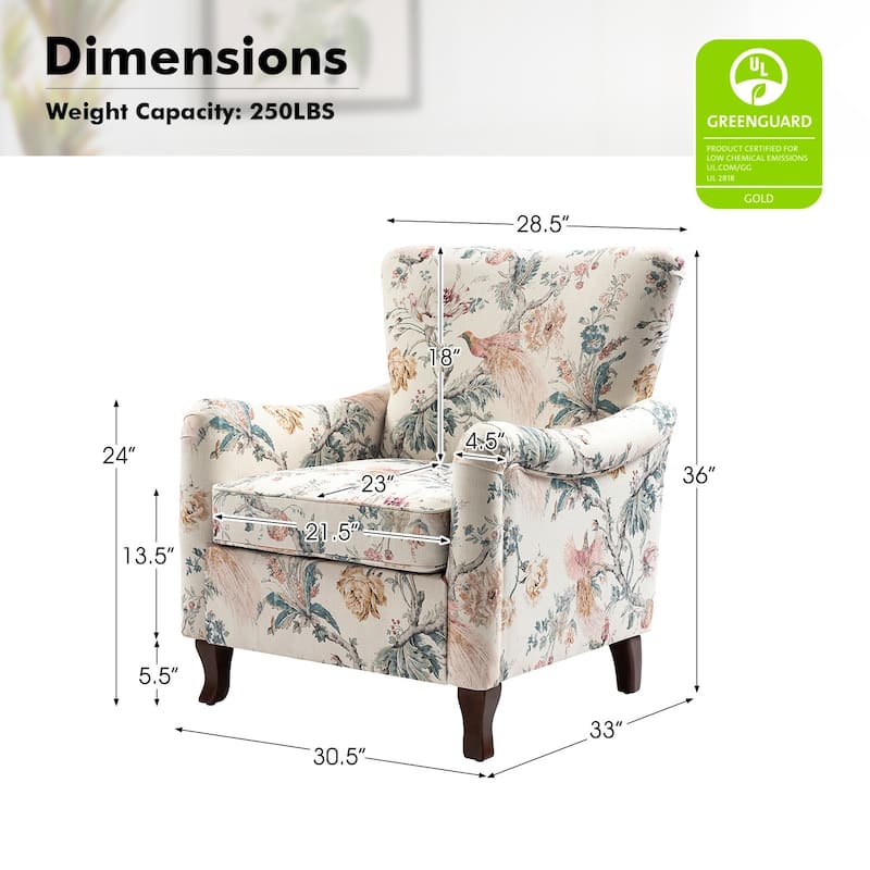 Samouel Modern Floral Upholstered Armchair with Wingback Design Set of 2 by HULALA HOME