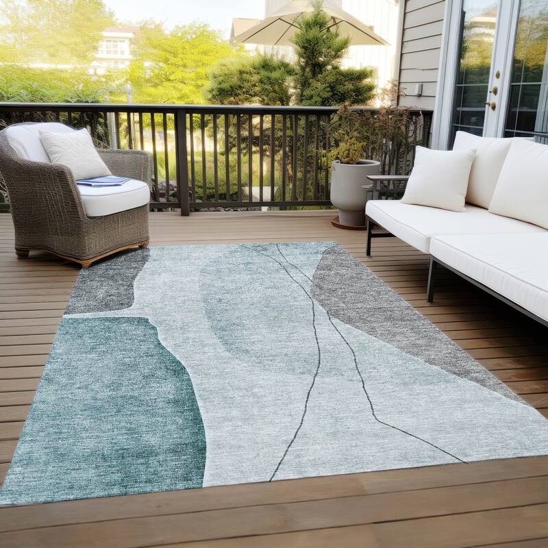 Machine Washable Indoor/ Outdoor Chantille Modern Abstract Rug