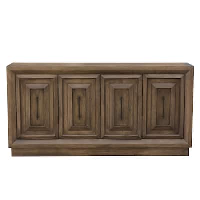 Carved Solid Wood Sideboard with 4 Doors