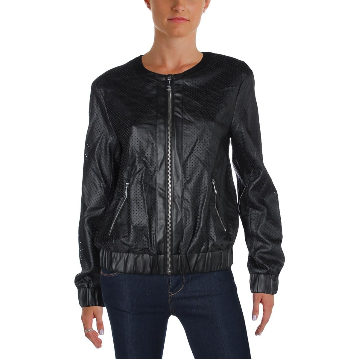 michael kors zip front leather jacket