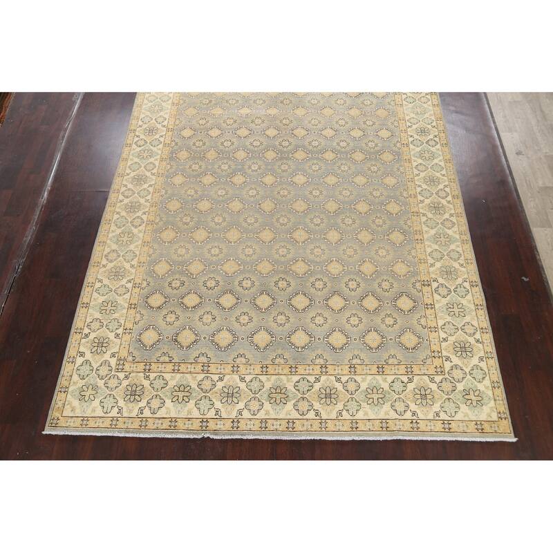 Geometric Khotan Oriental Area Rug Wool Hand-knotted Living Room Carpet - 9'0" x 11'6"