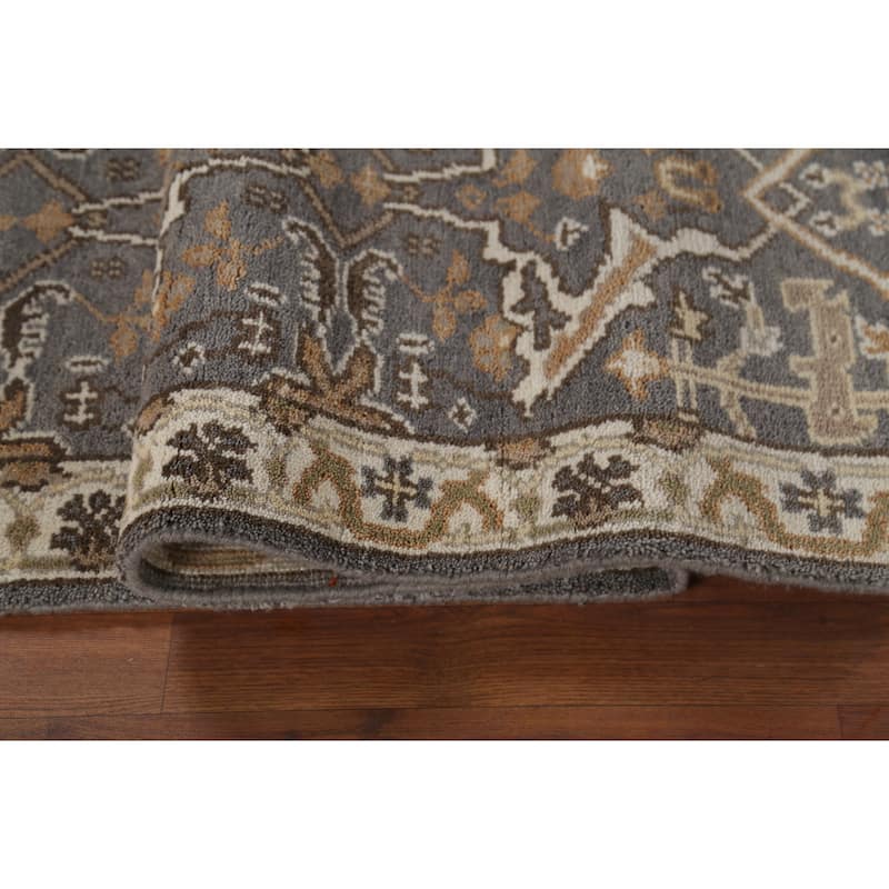 All-Over Gray Oushak Oriental Runner Rug Hand-Knotted Wool Carpet - 2'7"x 11'2"