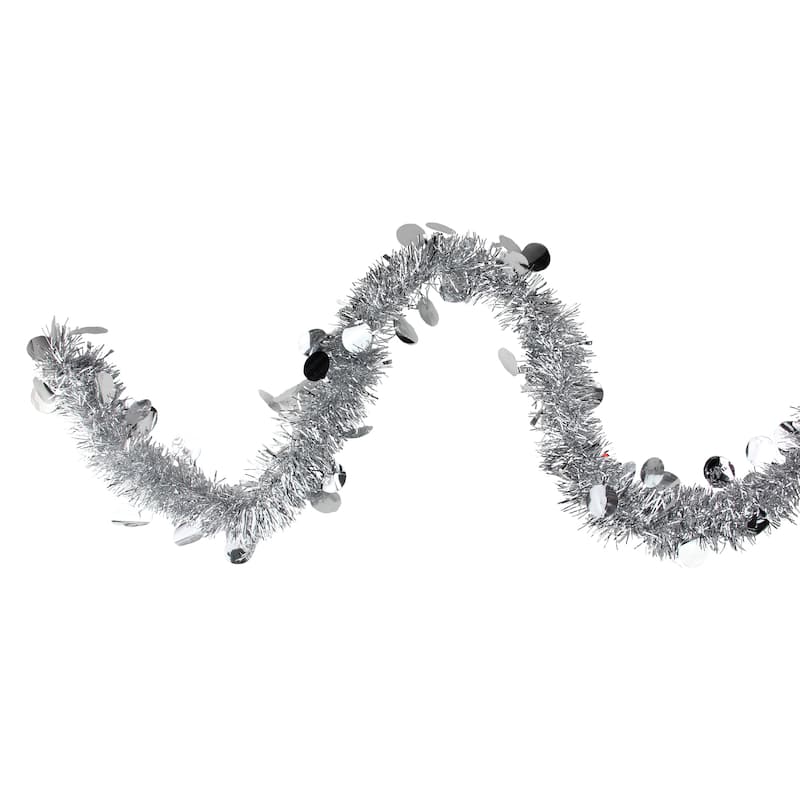 50' x 2.5" Tinsel Artificial Christmas Garland - Unlit - Silver Shiny