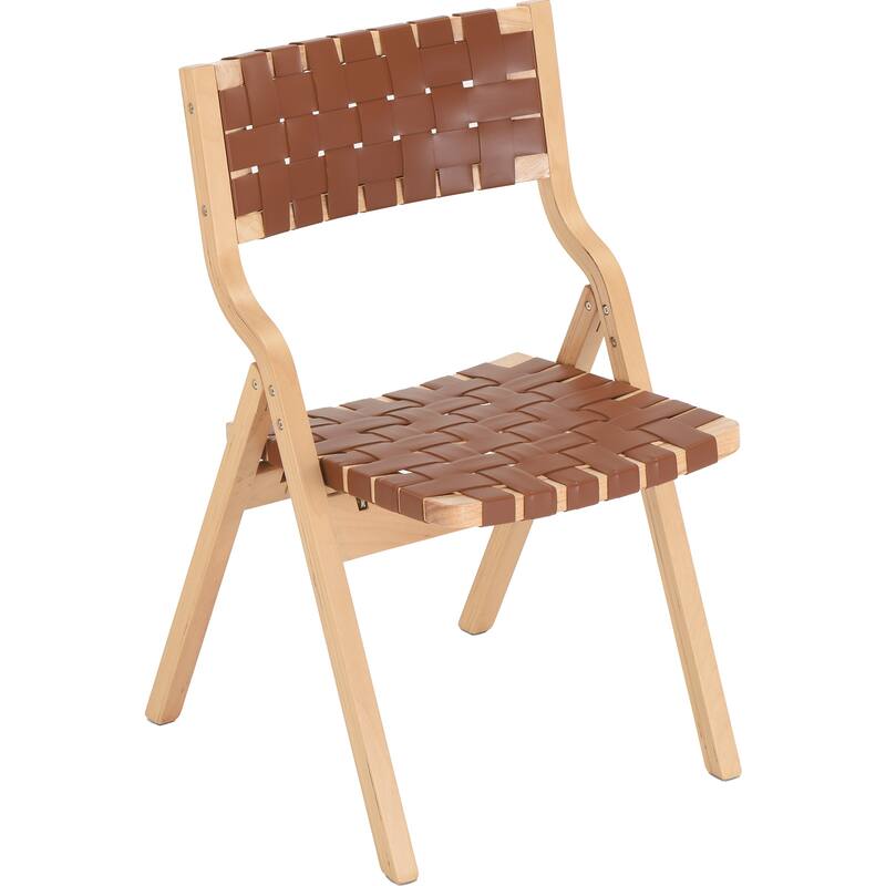 Wood Folding Chairs Set of 2, Wooden Indoor Stackable Dining Chairs for Kitchen & Dining Room Chair Woven Seat