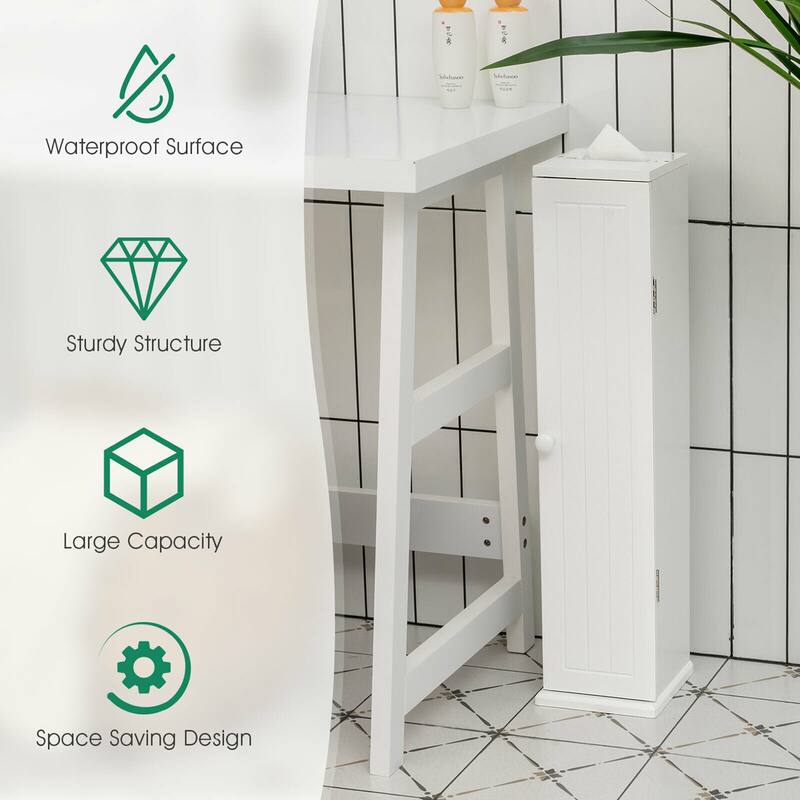 Gymax Toilet Tissue Storage Tower Bathroom Storage Floor Cabinet w/ 4 - See Details