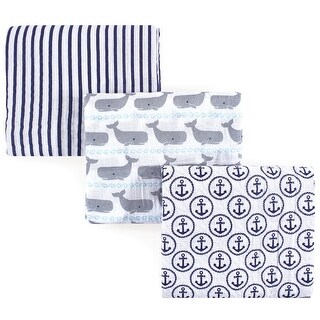 Hudson Baby Infant Boy Cotton Muslin Swaddle Blankets, Whale, One Size - Whale - 3-Pack