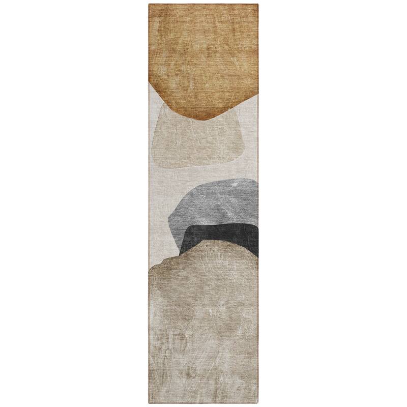Machine Washable Indoor/ Outdoor Modern Abstract Chantille Rug