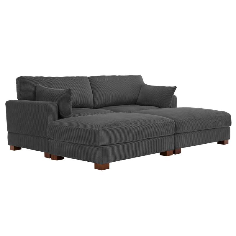 Corduroy Modular Sectional Sofa Deep Seat Corner Sofas & Ottomans