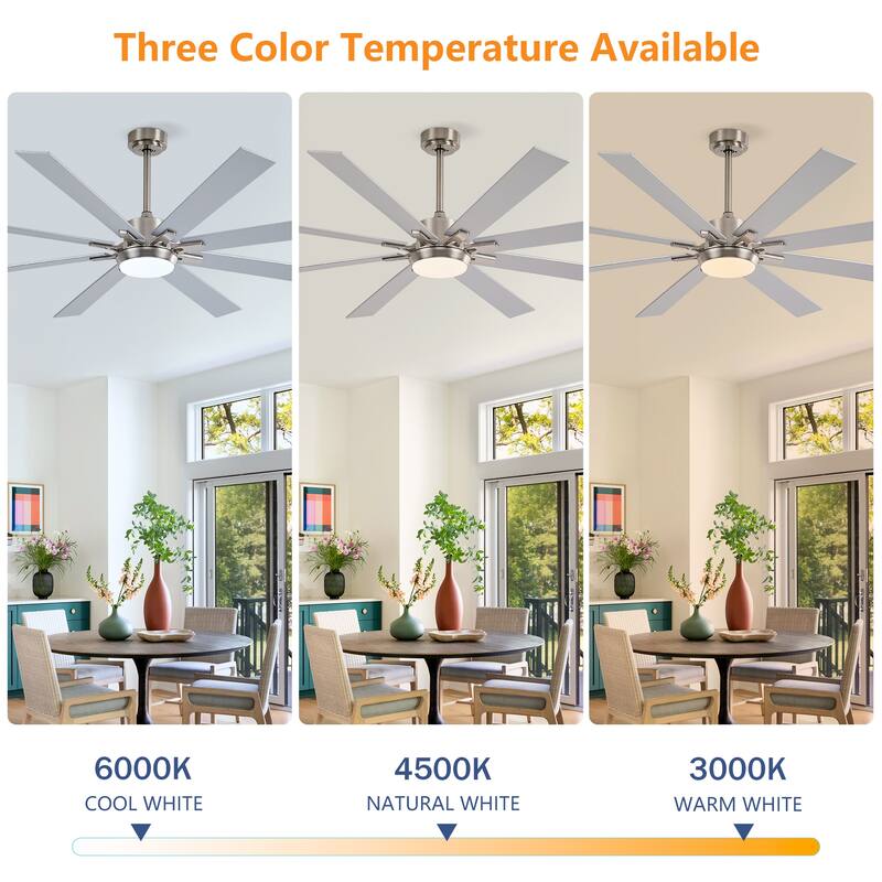 Plywood Reversible Blades Ceiling Fan With Light Kit 3 Color Dimmable LED