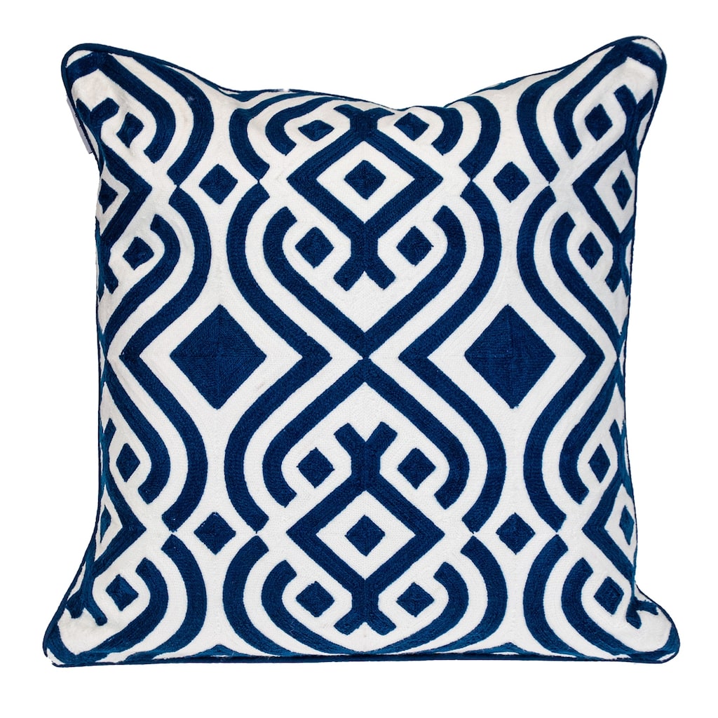 Stencil Striped Square Cotton Throw Pillow - 20" - Blue and White