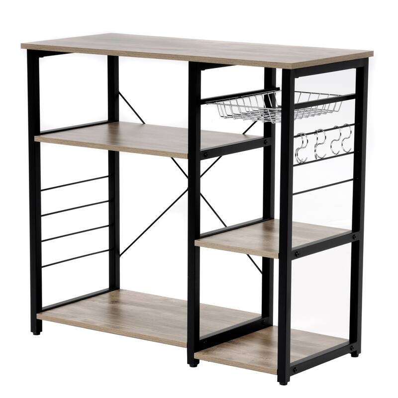 Kitchen Island Cart with Storage - Rolling Kitchen Island with Vegetable Basket