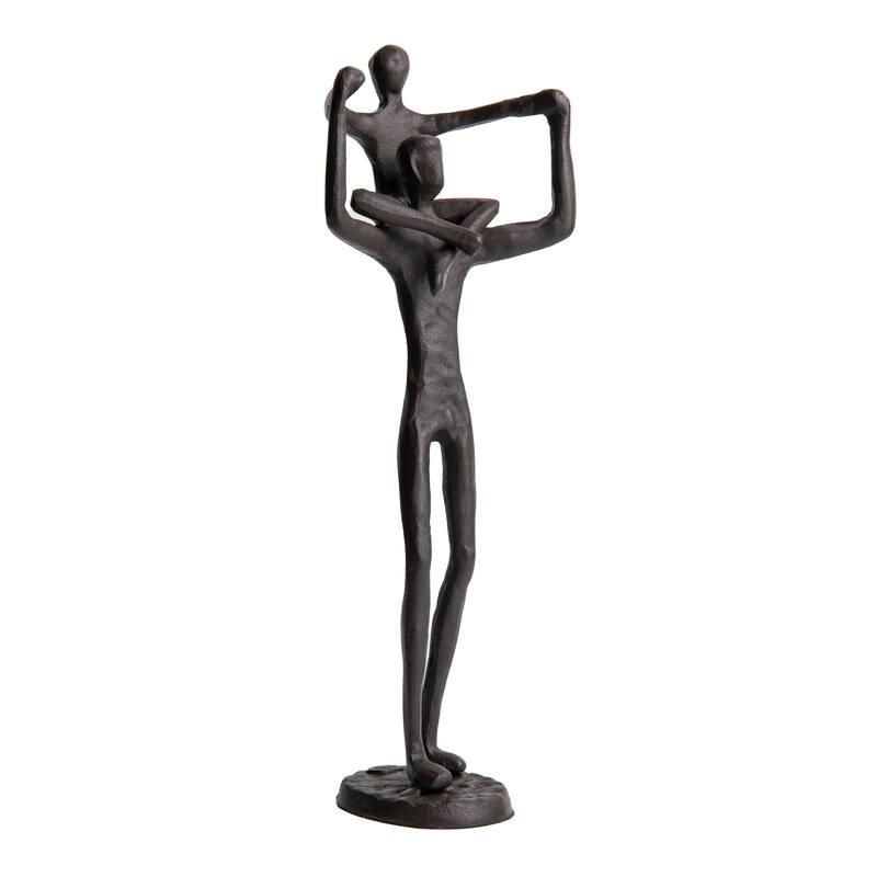 Proud Parent Holding Child Up Contemporary Iron Sculpture Statue