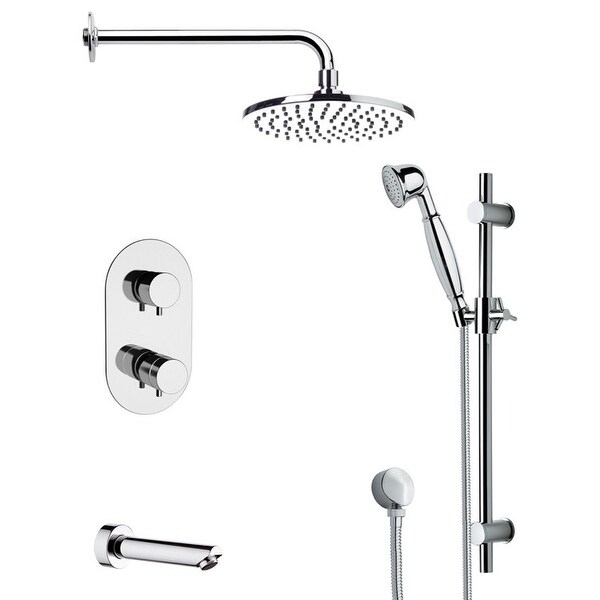 Nameeks TSR9537 Remer Shower Tub and Shower Trim Package with Single Function Rain Shower Head, Hand Shower, Slide Bar, and
