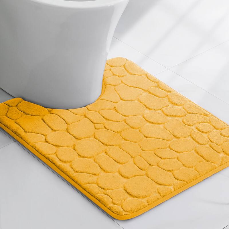 Memory Foam Contour Bath Mat Pebble Design 18x20
