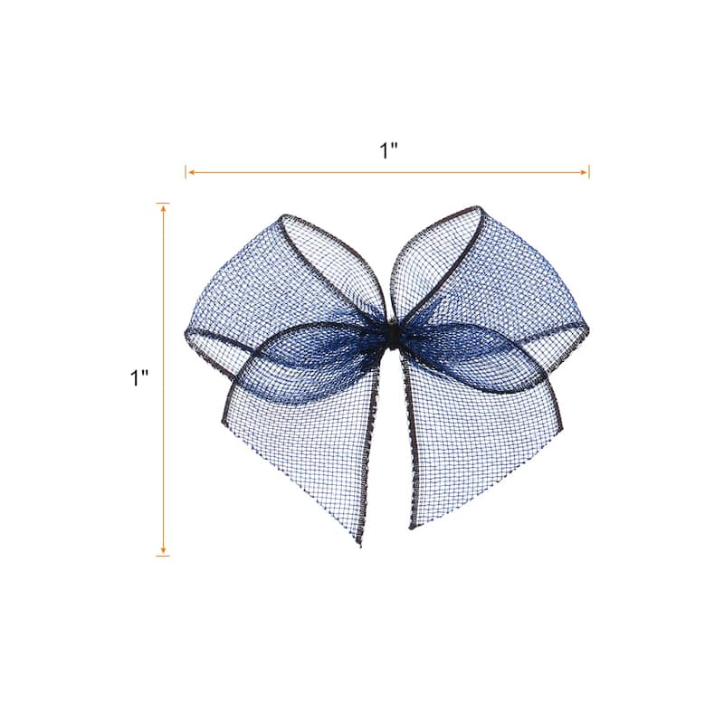 50Pcs Mini Chiffon Ribbon Bow 1" Mini Fabric Satin Craft DIY - Blue