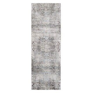 Hand Knotted Grey Transitional with Wool & Silk Oriental Rug (4' x 12 ...
