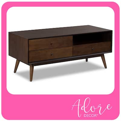 Adore Decor Brookline 3 Drawer TV Stand, Classic Walnut