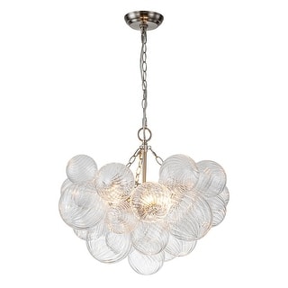 Luxury Ribbed Glass Globe Cluster Bubble Chandelier - Brass, Nickel