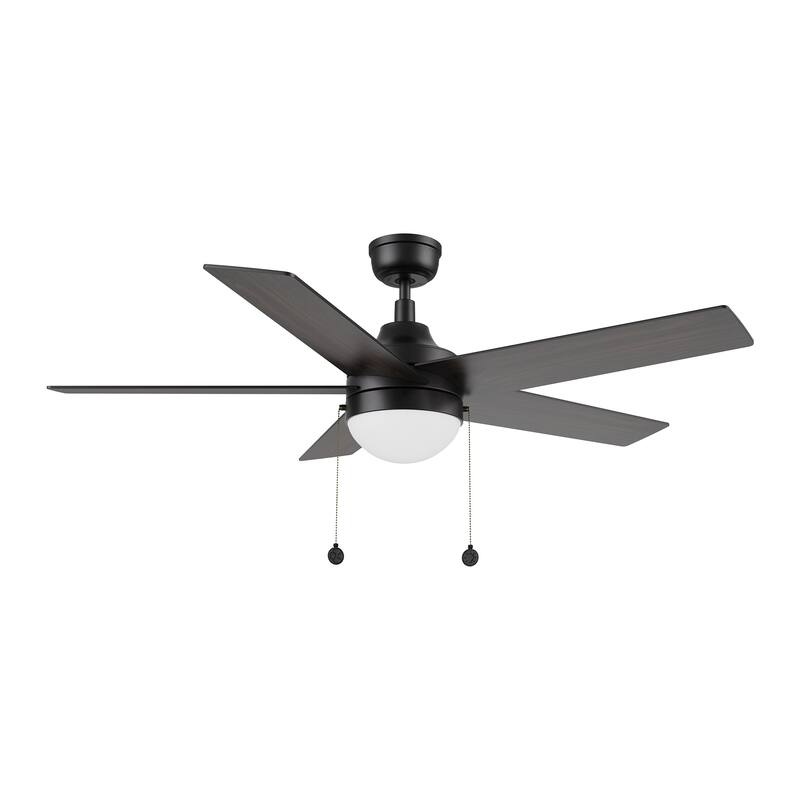 CARRO Norfolk 52" 5-Blade Ceiling Fan with Light and Pull Chain-Downrod - Black/Walnut