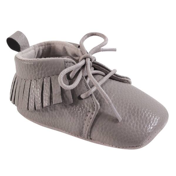 slide 1 of 1, Hudson Baby Infant Unisex Moccasin Shoes, Gray Lace 0-6 Months - Gray Lace