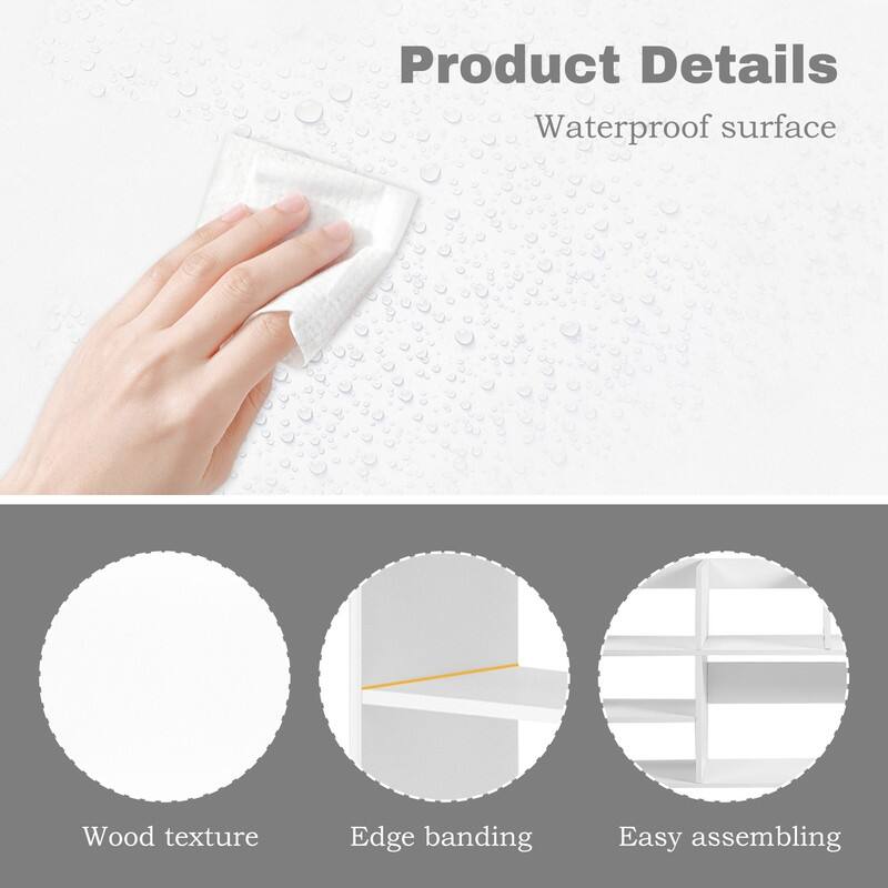 6 Compartment Wood Plastic Composite Office Desk Organizer Book Storage White