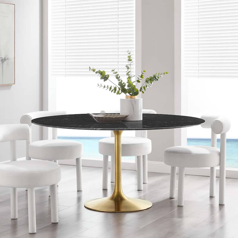 Lippa 60" Round Wood Top Dining Table - Gold Black