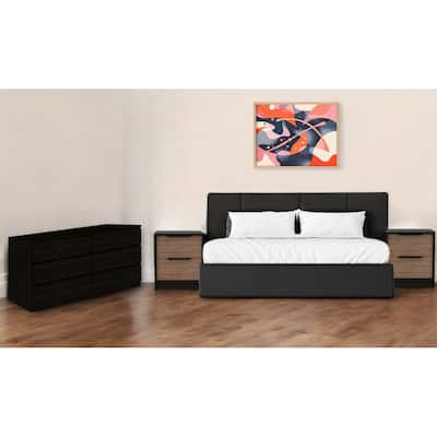 HomeRoots Three Piece Brown and Black Bedroom Set